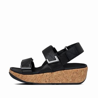 Fitflop Women's REMI Adjustable Leather Sandals - Black, ID6430892